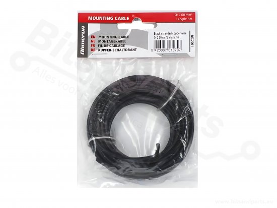 Draad 1x2,0mm² meeraderige soepele kern 5 meter zwart